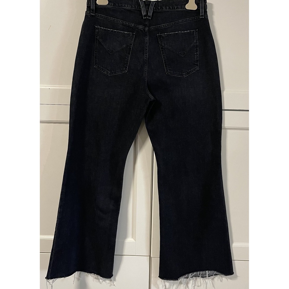 Hudson Jodie High Rise Cropped Flare Jeans Faded Noir Distressed Black Size 32 - Picture 2 of 7